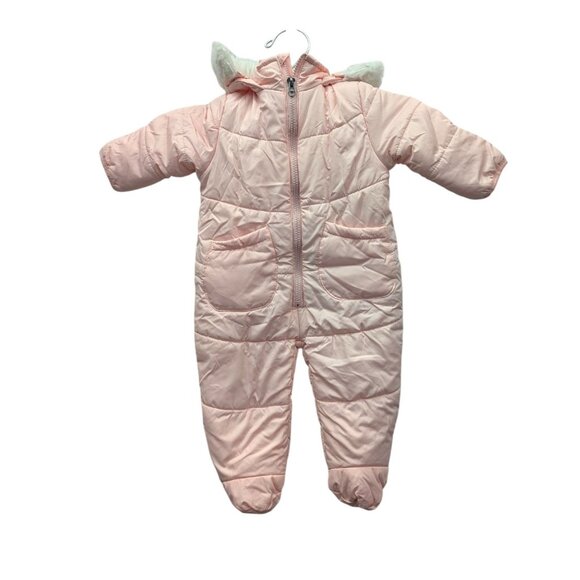 DKNY Blush Pink Winter Snow Suit Pram Onesie Infant Baby Girl 6-9 Months - Picture 5 of 5